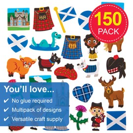 Baker Ross FX991 Scotland Foam Stickers - Pack of 150, Scottish Stickers for Kids Crafts and Cards