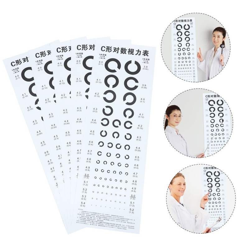 ABOOFAN 5 Sheets C Type Eye Chart Wall Visual Exam