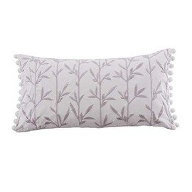 Levtex Home - Pippa - Decorative Pillow (12 x 24in.) - Leaves - Grey and Cream