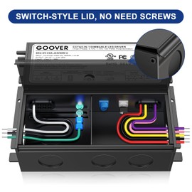 GOOVER 24V 60W Dimmable LED Driver, CCT & 5-in-1 Dimming Power Supply, AC to DC Transformer for LED Light, Compatible with Lutron and Leviton Dimmer, Fine Tuning Output Voltage, Class 2, UL Listed