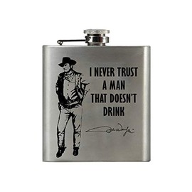 John Wayne 5 oz Steel Flask - Never Trust a Man