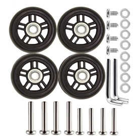 Suitcase Wheels Replacement Wheels 70 x 24 x 8 mm Centre Bearing ID Rubber Wheels 4 Pieces Mute Luggage Suitcase Replacement Wheels