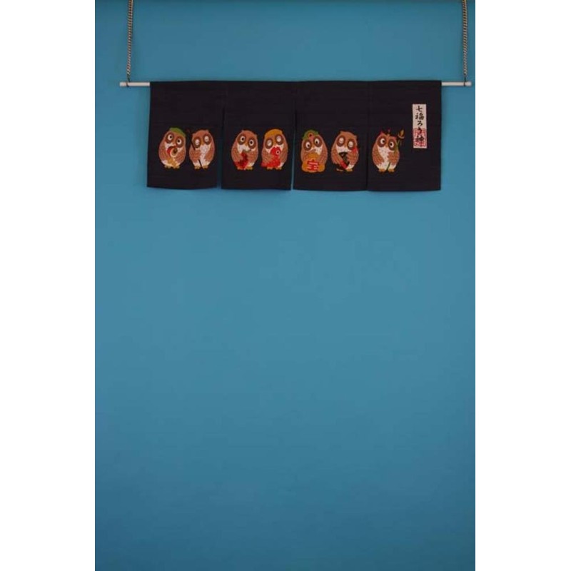 Made in Japan Noren Curtain Tapestry Sevens Owl