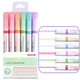 Curve Highlighters Premium Set of 6 Special Pens with 6 Bright Colours and Various Attractive Curve Shapes for Scrapbooking, Journaling, Notes, Planners, Calendars and Office Applications