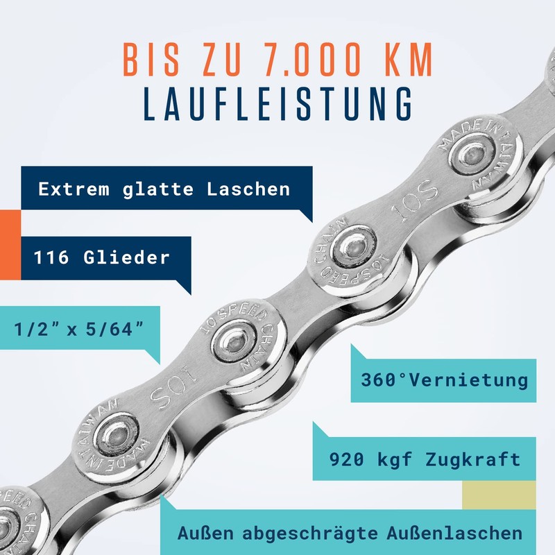 Alphatrail Parker Bicycle Chain 10-Speed 116 Links I Compatible with