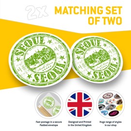 Vinyl Stickers (Set of 2) 25cm - Seoul South Korea Travel Stamp #5811
