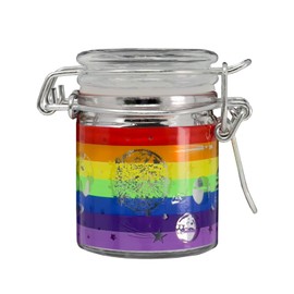 Ted Miller Innovation Airtight Glass Mini 2.5'' tall Storage Jar with Clamping Lid (Rainbow Space), SJM44, Silver