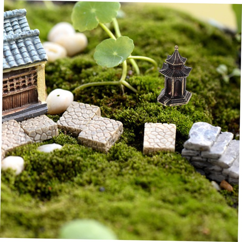 BIUDECO Aquarium Tank Pavilion Landscaping Ornament Pavilion Mini Statue Zen