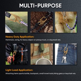 Ahiller 3" Carabiner Keychain Clip, Rugged Alloy Double Lock Design - Tungsten Steel Spike - Multi Tool Caribina, Small Key Ring Clip for Camping Hiking Fishing Outdoor Survival [Bronze-2P]