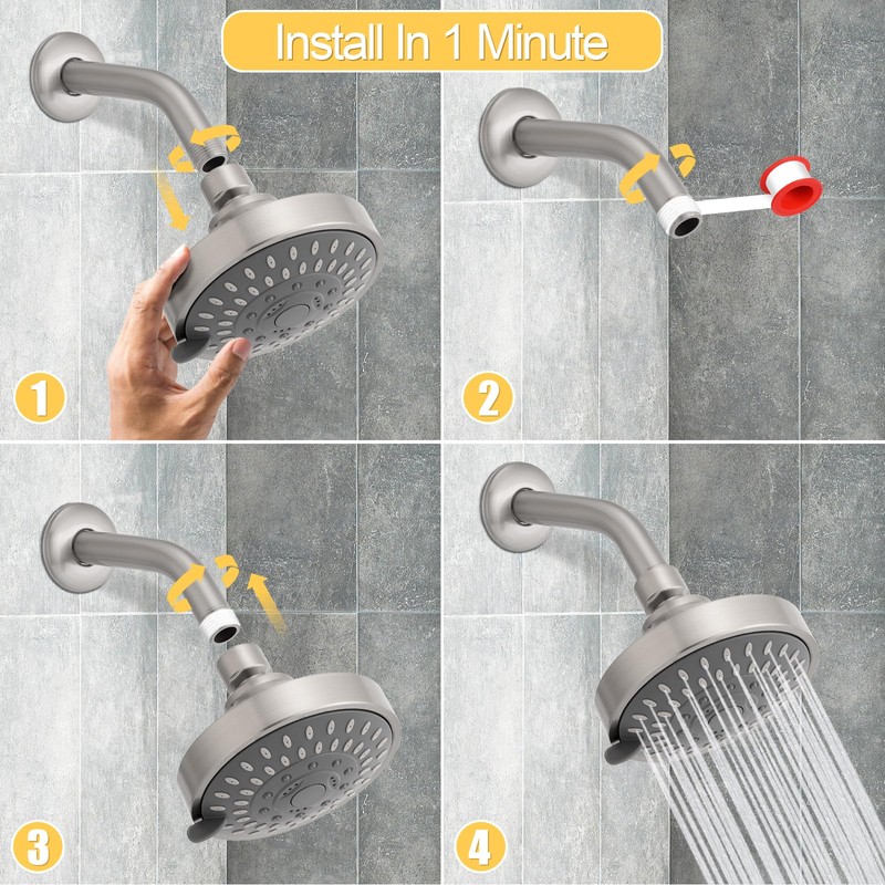 AISOSO Shower Head, 5 Modes High Pressure Shower Heads for