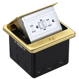 WEBANG Pop Up Floor Outlet Covers Box with 15 Amp Stainless Steel GFCI Tamper Resistant Rceptacle Outlet, ETL Listed, Gold