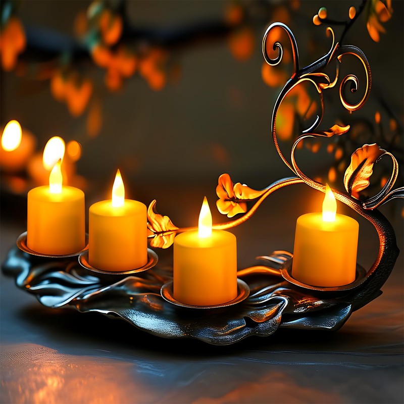 Esup Rechargeable Tea Lights Candles 12pcs Flameless Flickering Candles with