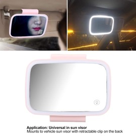 Car Cosmetic Mirror, Car Sun Visor Makeup Mirror Surround LED Lights Plug and Play with Retractable Back Clip() Sunshade/Sunshade