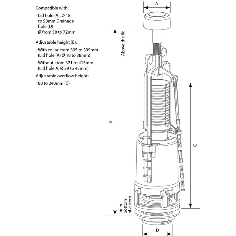 SIAMP Storm 33A Single Flush Toilet Valve 32335510, White