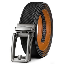 KEMISANT Men's Leather Belt Automatic Ratchet Leather Belt 35 mm for Suit and Leisure, Micro-Adjustable Belt Fits Anywhere, Black2690