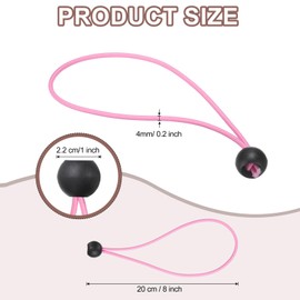 uxcell 8" Balls Bungee Cords, 20 Pcs Bungee Cords with Balls Elastic Tarp Tie Downs for Tents, Camping, Tarp, Posters, Expander Loops, Tarpaulin Holders, Tarpaulin Rubber (Pink/Black)
