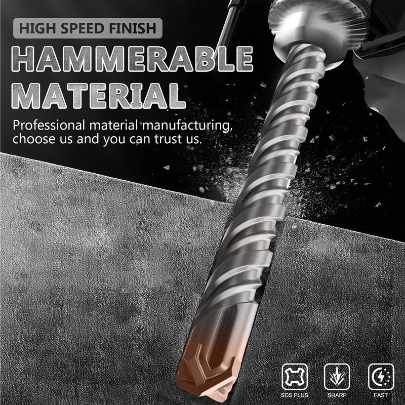 12PCS SDS Plus Rotary Hammer Drill Bits, 12PCS(5/32" to 5/8"