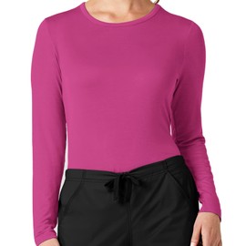 WonderWink Layers Women’s Silky Long Sleeve Tee — Hot Pink, X-Large