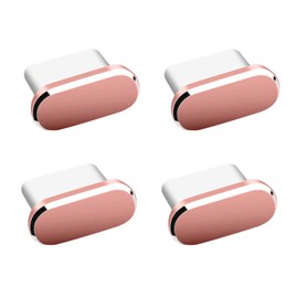Type-C Cap, Connector Cover (Pack of 4), Dustproof Protective Cover, Charging Port, Connector Cover, Cap, Smartphone Terminal Cover (Rose Gold)