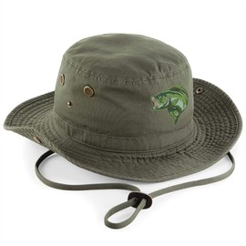 Bang Tidy Clothing Bass Fishing Hats for Men Outback Hat Embroidered UPF 50+ Sun Protection Olive