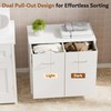 Double Pull-Out Laundry Hamper Cabinet; 90L Laundry Basket for Bathroom,Laundry