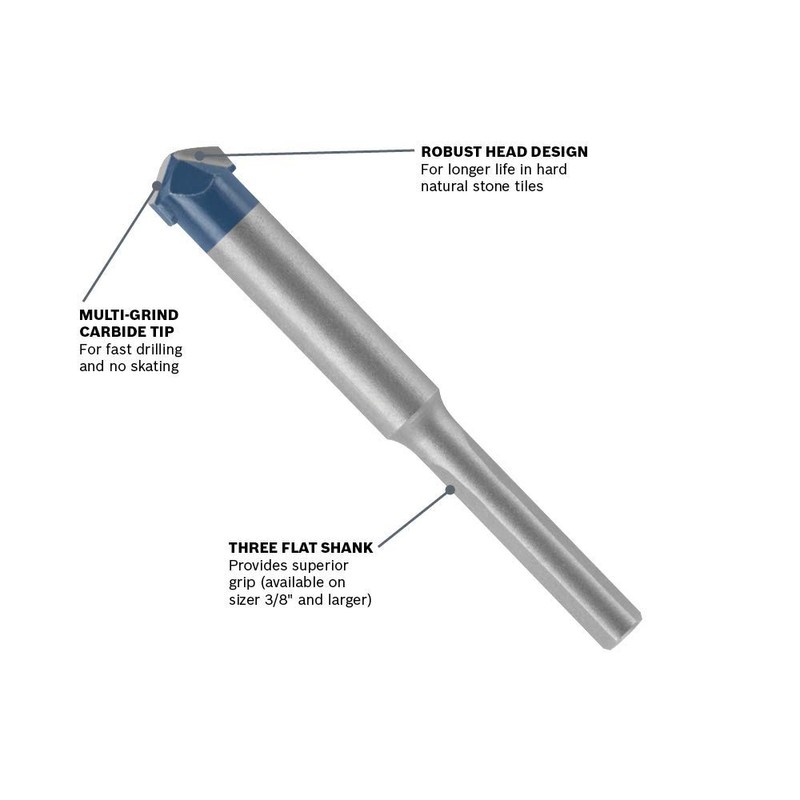 BOSCH NS300 1/4 in. Natural Stone Tile Bit