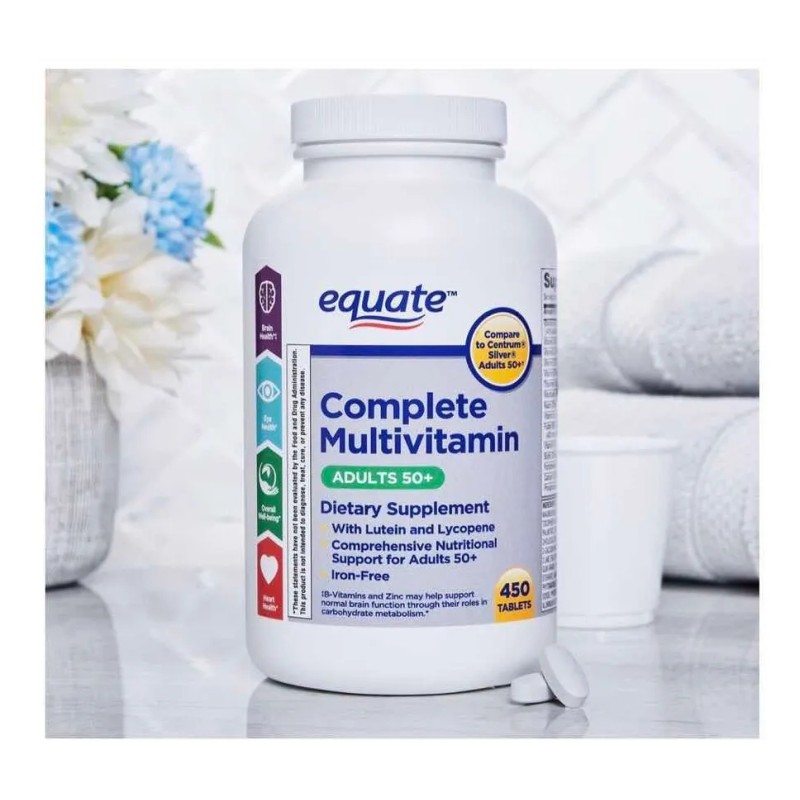 Multivitamínico completo 50+ Equate 450 comprimidos, sabor sin sabor