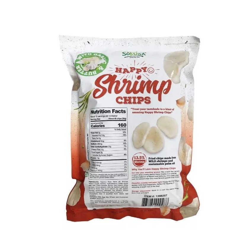 Sokusa Happy Shrimp Chips with Garlic & Butter Family Size