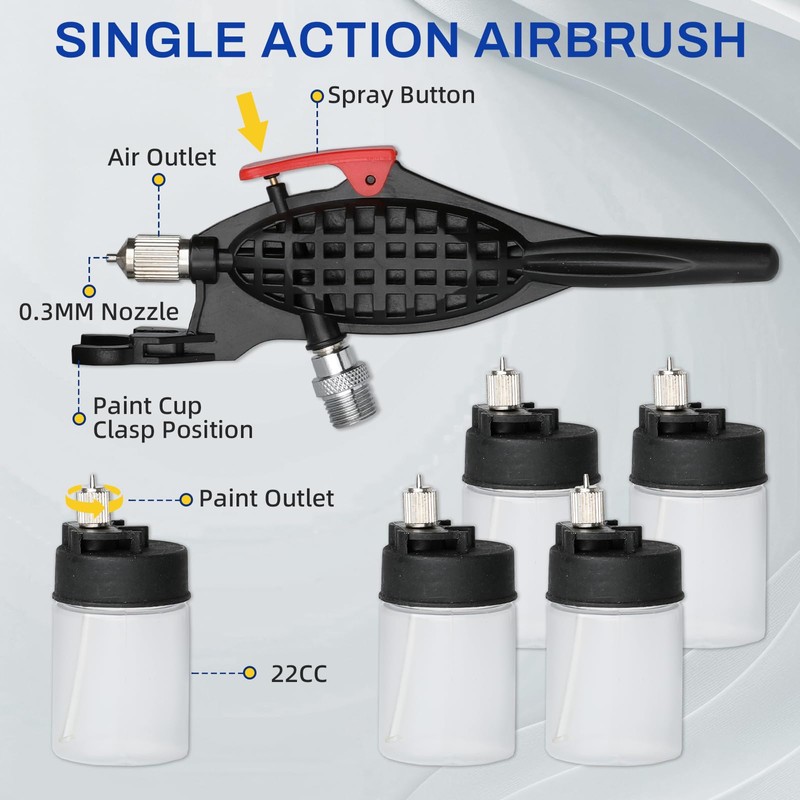OPHIR 0.3mm Airbrush Kit, Siphon Feed Airbrush Gun with 5X