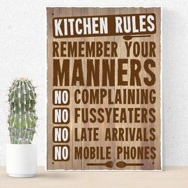 RED OCEAN Retro Kitchen Signs And Plaques Shabby Chic Family Friendship Rules Wall Signs Mum Gift