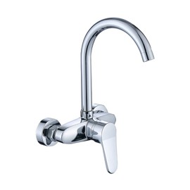 CUZRSIEYI Wall Mounted Single Handle Kitchen Faucet Double Hole Sink Basin Faucet 360 Degree Rotating hot and Cold Water Mixer Faucet(A)