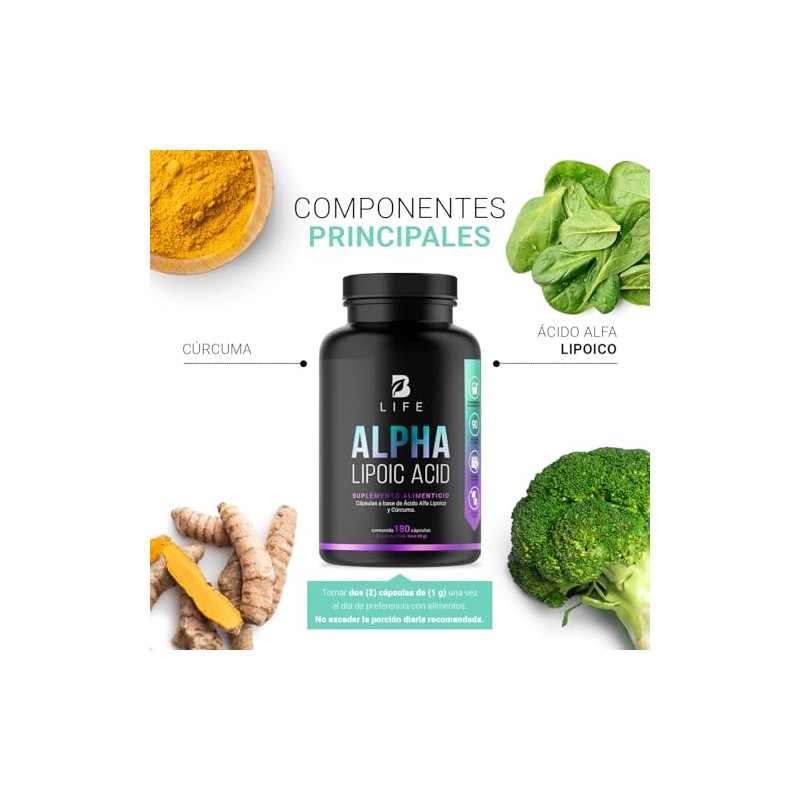 B Life Ácido Alfa Lipoico de 180 cápsulas Potenciado con