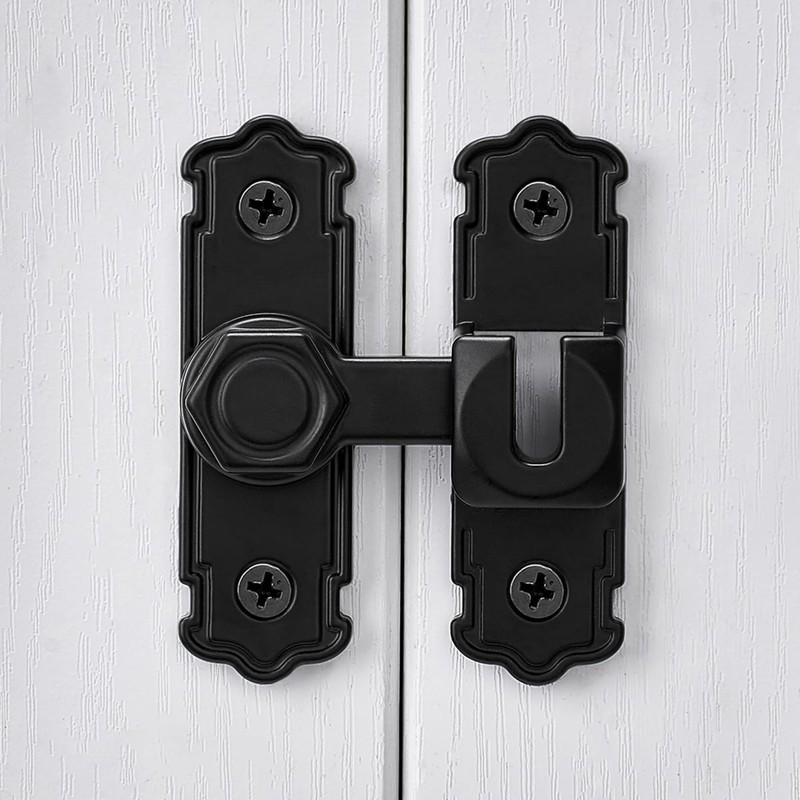 4 Packs Black Aluminum Alloy 90/180 Degree Gate Lock,Barn Door