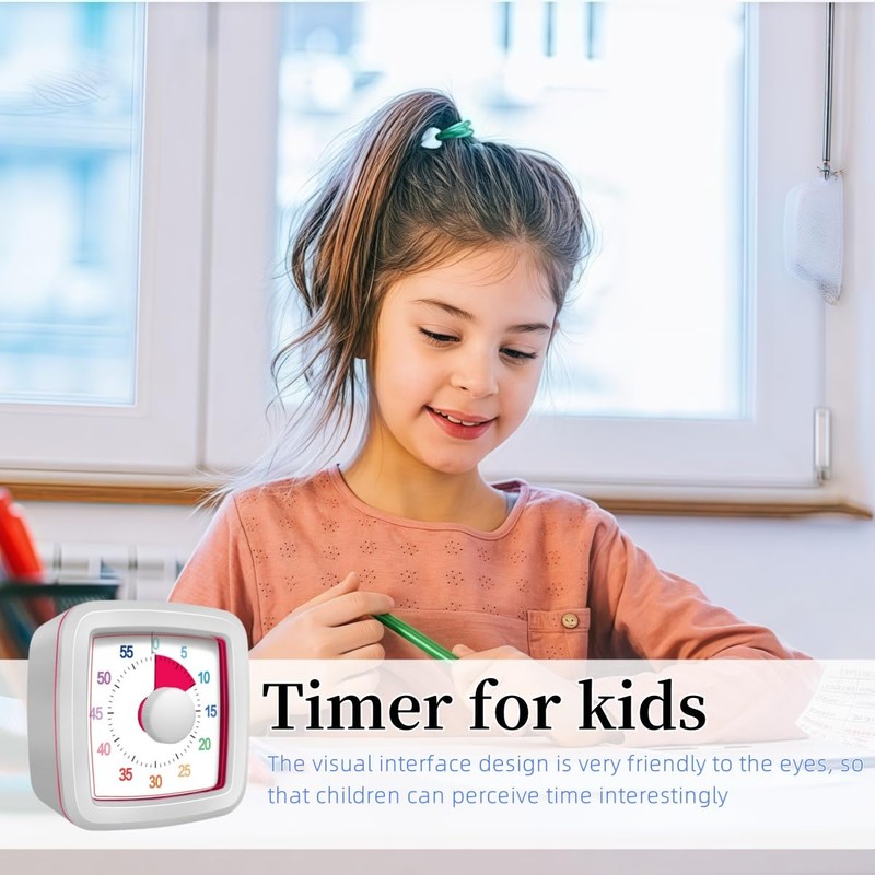 60 Minute Visual Timer for Kids and Adults, Non-Ticking 5.5
