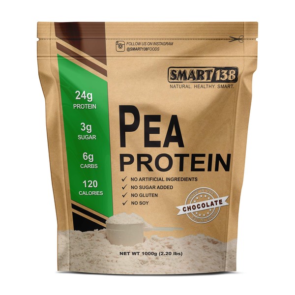 Smart138 - Chocolate Pea Protein, Packaged in USA, Sourced from Canada (1000g / 2.2lbs, Chocolate)