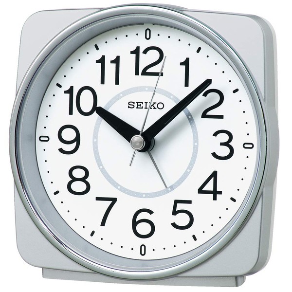 Seiko Clock KR335S Silver Metallic Table Clock, Body Size: 4.2