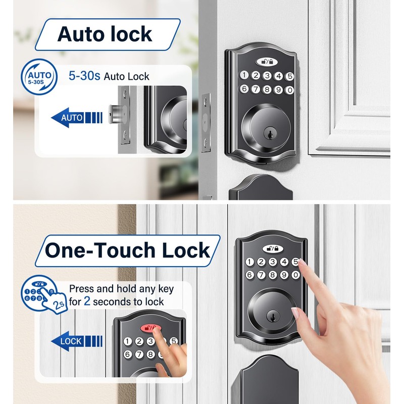 zafano Door Lock with 2 Lever Handles - Keyless Entry