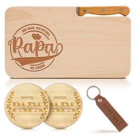Unique Gift Idea for Dad: Wooden Breakfast Board with Engraving - Perfect 5-Piece Set for Christmas
