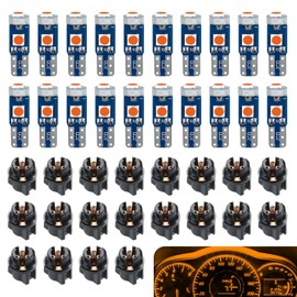 Arwrilt 20 PCS T5 Led Bulb Dash Lights, T5 37 74 2721 PC74 PC37 LED Bulb with Twist Lock Socket, Super Bright Interior Dome Map Dashboard Indicator Instrument Cluster Lights (Yellow)