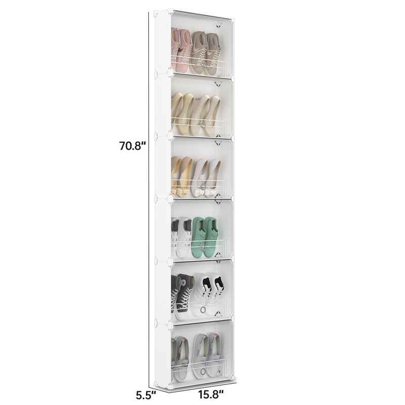 MAGINELS 6-Tier Slim Shoe Storage,Narrow Shoes Rack,Hidden Closet Organizer for