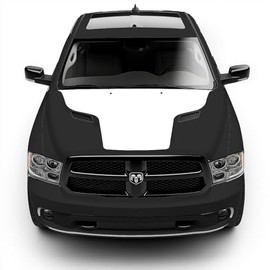 BENINI DESIGN STUDIO - Solid Blackout Hood Racing Stripe Vinyl Graphics for Dodge Ram 1500 Sport 2009-2018 - Hood Wraps for Trucks, Decals for Trucks, Vinyl Hood Wrap - Made in The USA (White)