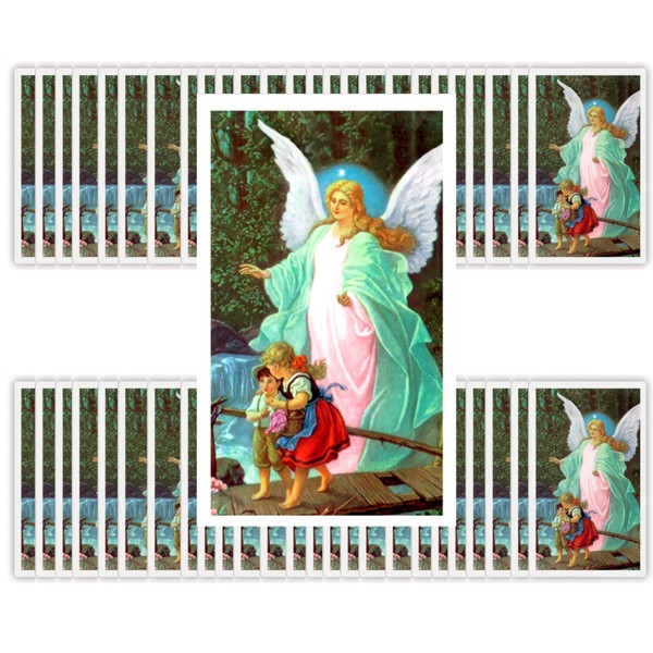 Guardian Angel Holy Prayer Cards Bulk Pack of 50 Laminated Cardstock Wallet Size Christian Inspirational Prayers, 2.25 x 3.75 Inches