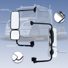 Door Mirror Assembly for Freightliner M2, Door Mirror with Arm Fit for Freightliner M2 2004-2016 Truck (Chrome (Silver), Right)