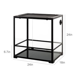 REPTIZOO 45 Gallon Glass Reptile Terrarium 24" x 18" x 24" Knock-Down Reptile Tank with Double Hinge Door and Top Screen Ventilation Easy Assembly Terrarium