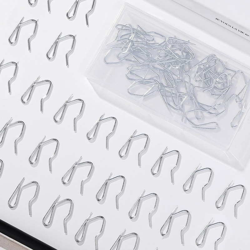 Heavy Duty Zinc Metal Drapery Pin Hooks (50 Pack) for