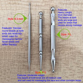 BYYDDIY Stainless Steel Dual Head Facial Reflexology Tools,Ear Massage Tool,Body Point Probe Pen &Trigger Point Massager Tool for Deep Tissue (P-S)