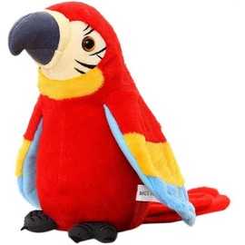 FakeFace Funny Talking Parrot Talking Plush Toy, Repeat Function, Cuddly Toys with Waving Wings, Plush Bird, Talking Parrot Plush Toy for Children, Red