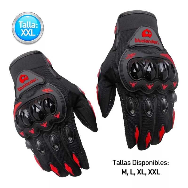 Bluelander Guantes Para Moto O Bicicleta Dedo Completo Negro-rojo