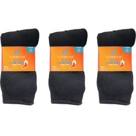 3 Pairs Mens Thermal Socks, Brushed Interior Warm Winter Thick Heavy Duty Cushioned Crew Sock, Bulk Pack (Black)