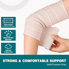 AZEN Premium 10 Pack Elastic Bandage Wrap 4 Inch, Compression Wrap Bandage for Legs, Lymphedema Wraps for Legs, Ankle, Knee, Tummy, Body